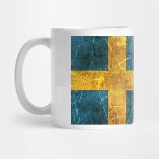 Vintage Aged and Scratched Swedish Flag Mug